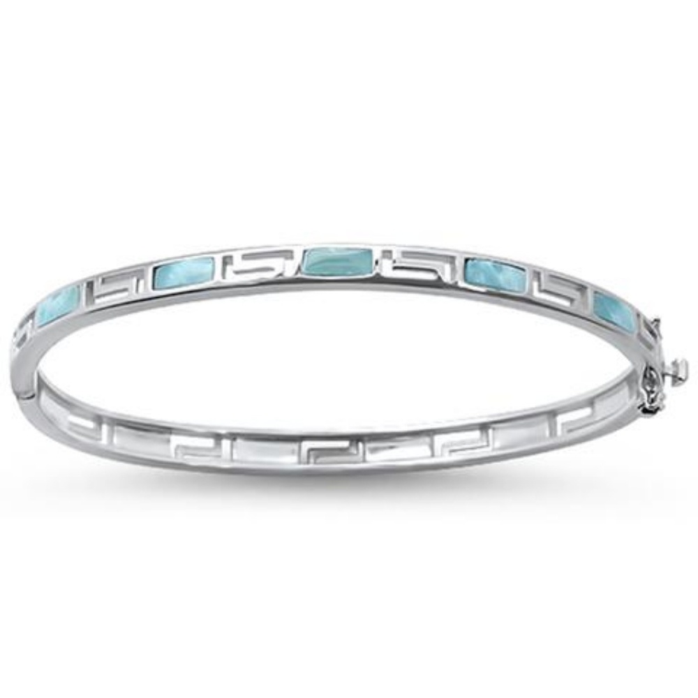 natural larimar Greek design bracelet